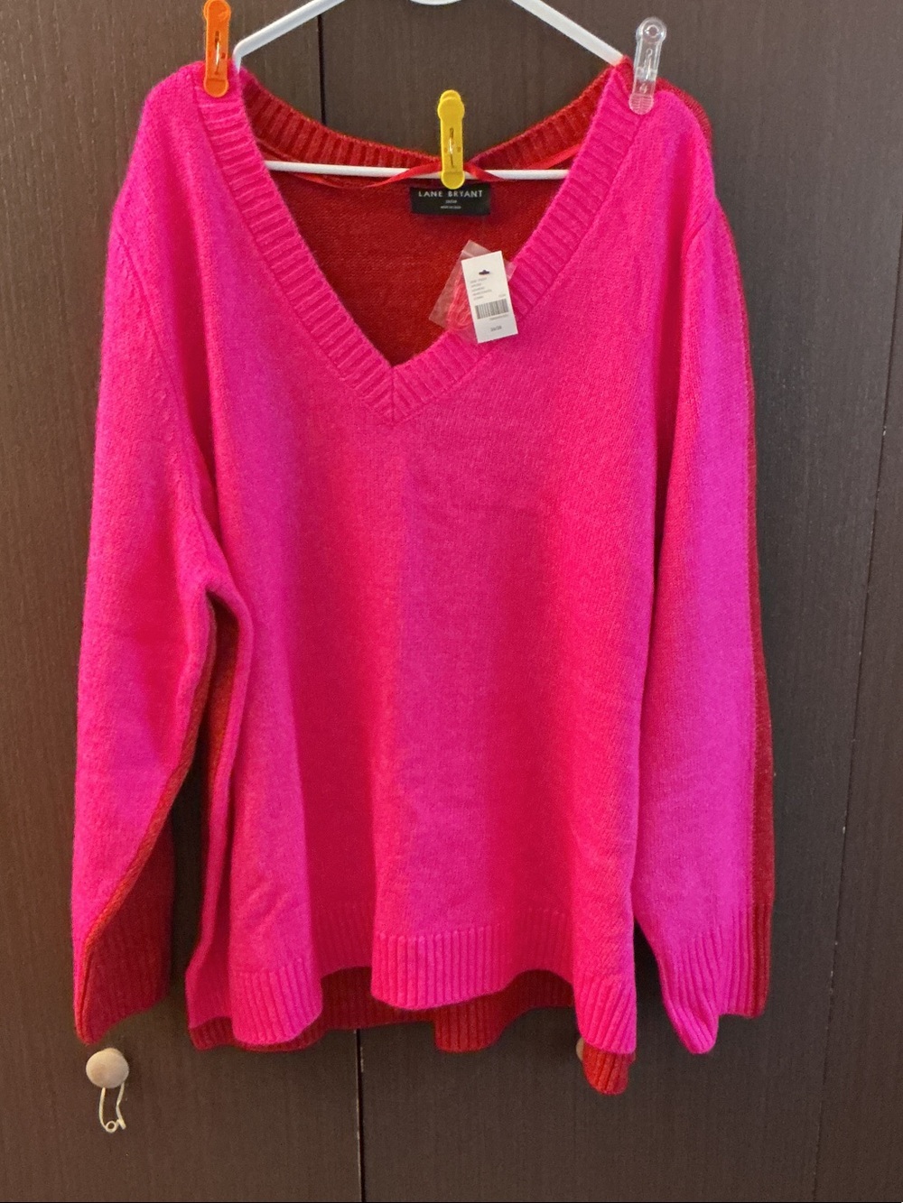 Lane Bryant Bright Hot Pink V-Neck Sweater
